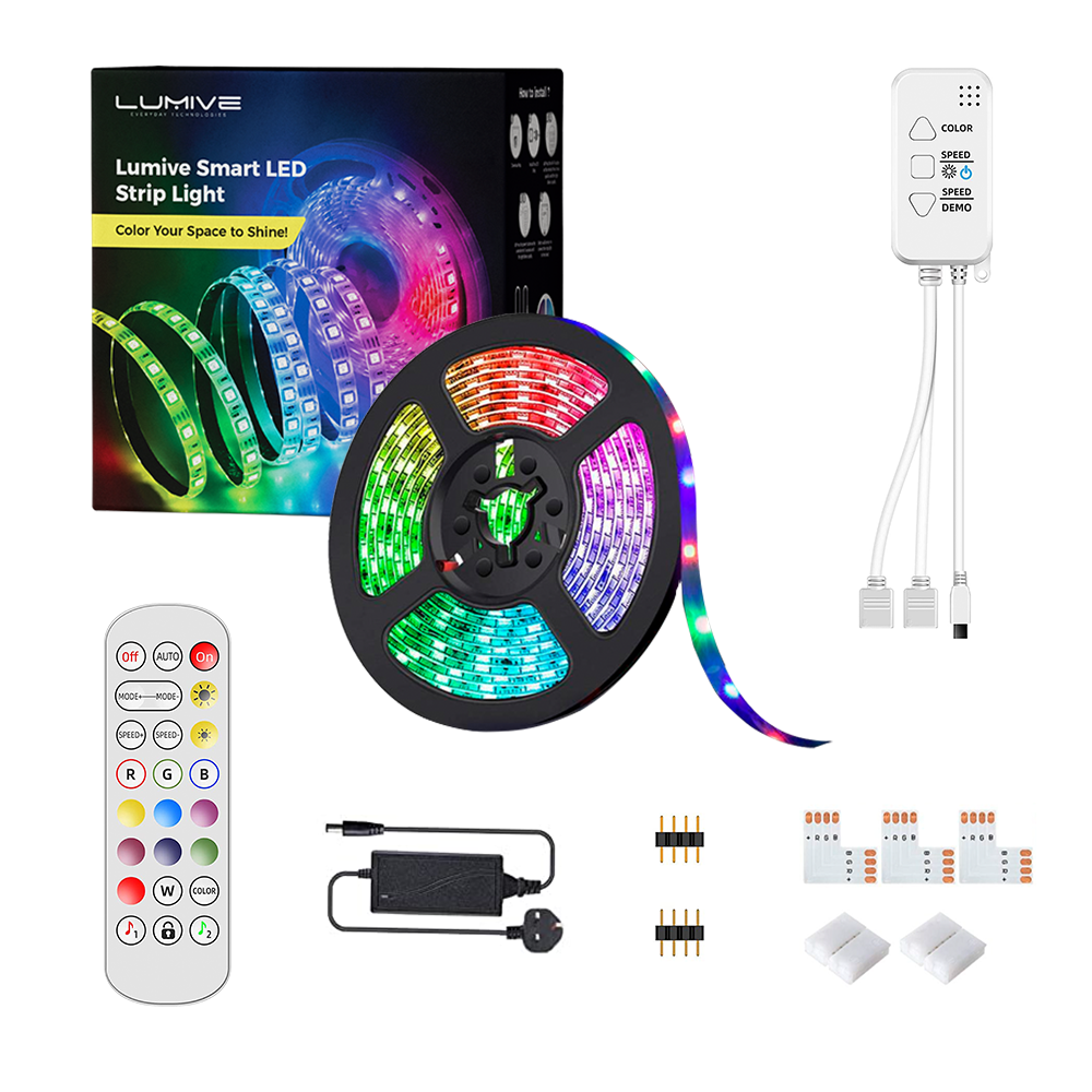 RGB Color Changing LED Light Strips - App Control - Waterproof - Plug and Play - Included Remote - 10M