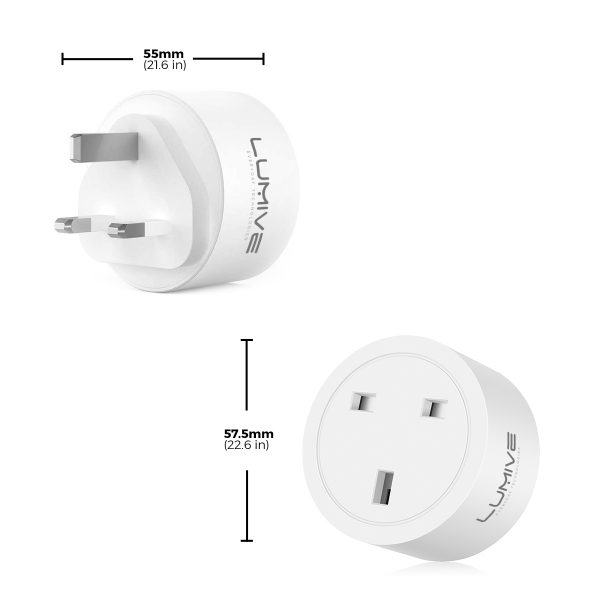 Lumive Smart Plug UK WiFi Outlet Product Dimensions