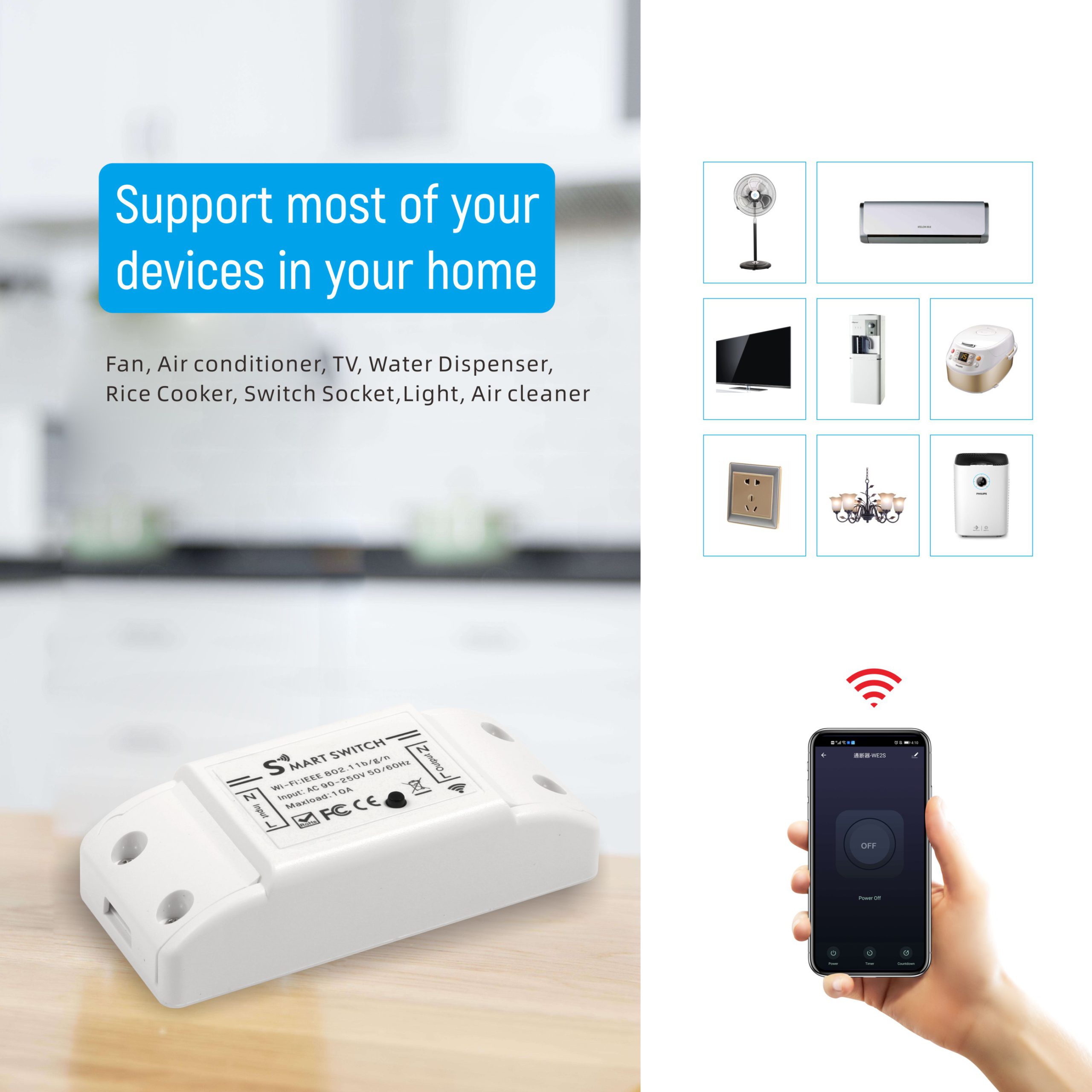 Smart Wifi 10A Wall Plug - 4 Pack