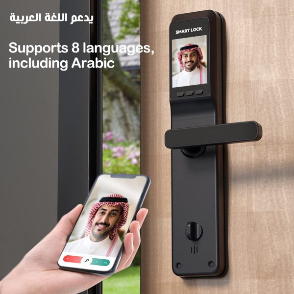 Smart Door Lock With Wide-Angle Camera supports arabic