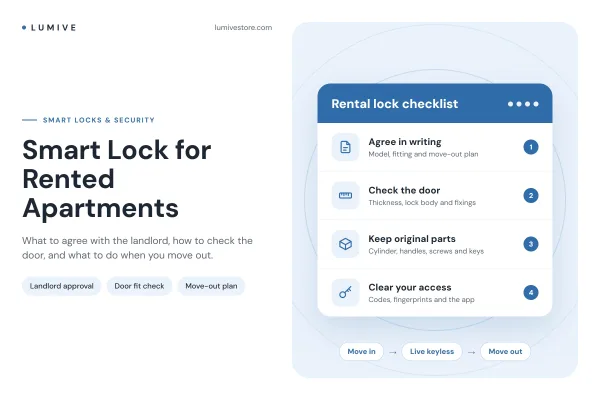 Smart lock for rented apartments: a checklist to agree with the landlord, check the door, keep the original parts and clear access at move-out
